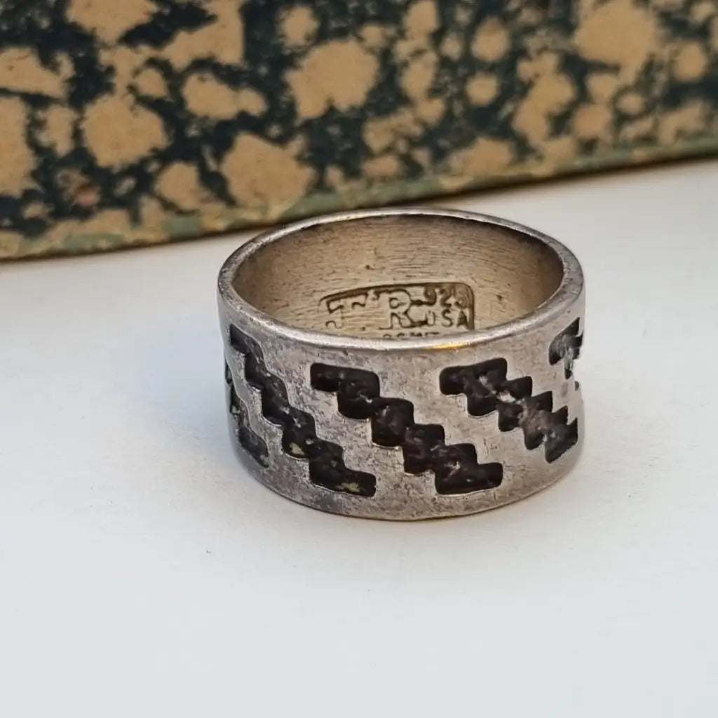 Anillo JR USA Vintage Estilo Suroeste James Rogers J. R. Silversmiths Plata