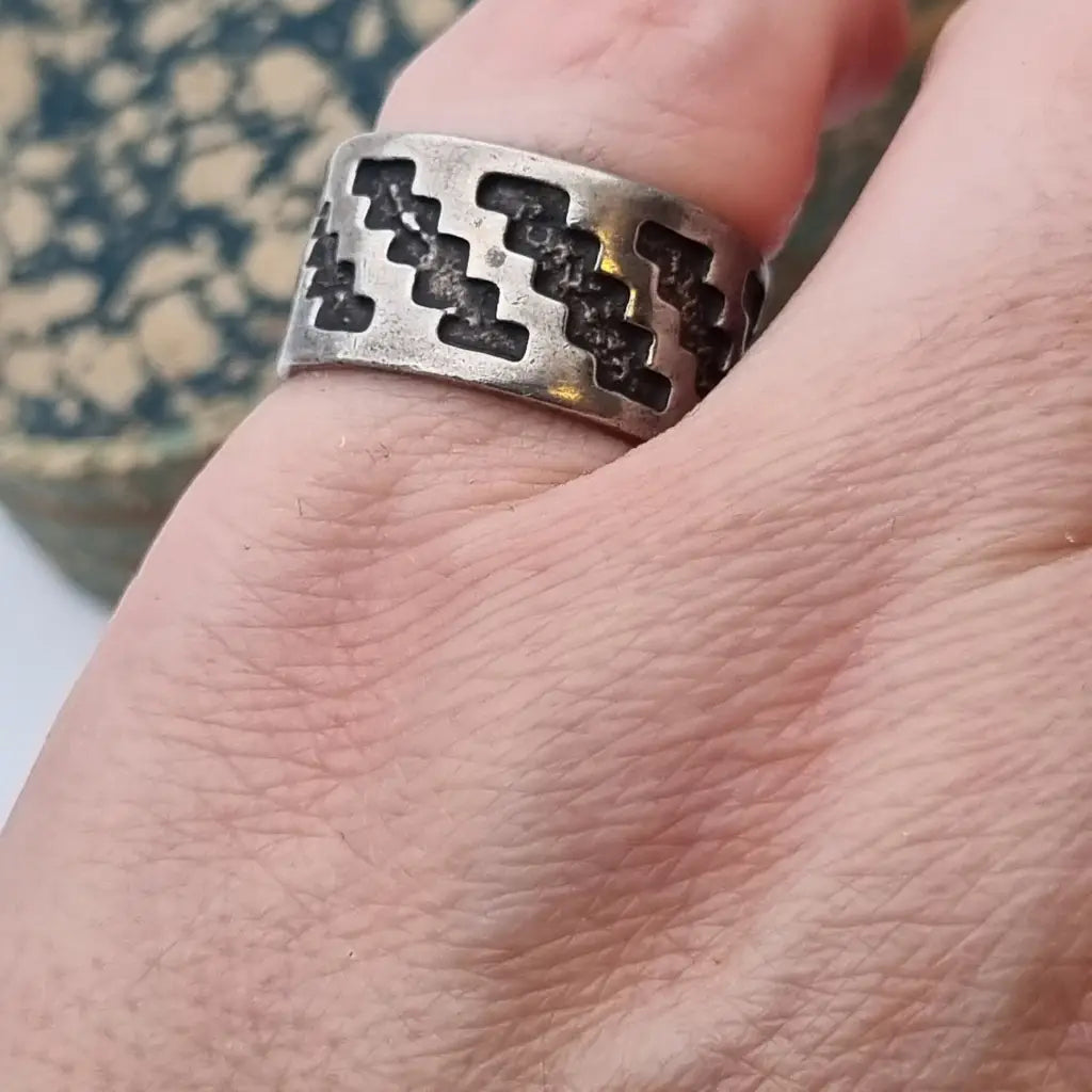 Anillo JR USA Vintage Estilo Suroeste James Rogers J. R. Silversmiths Plata