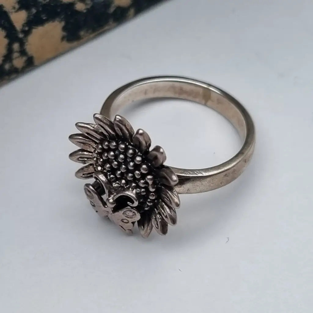 Anillo de mariposa anillo flor girasol plata ley regalos para mujeres