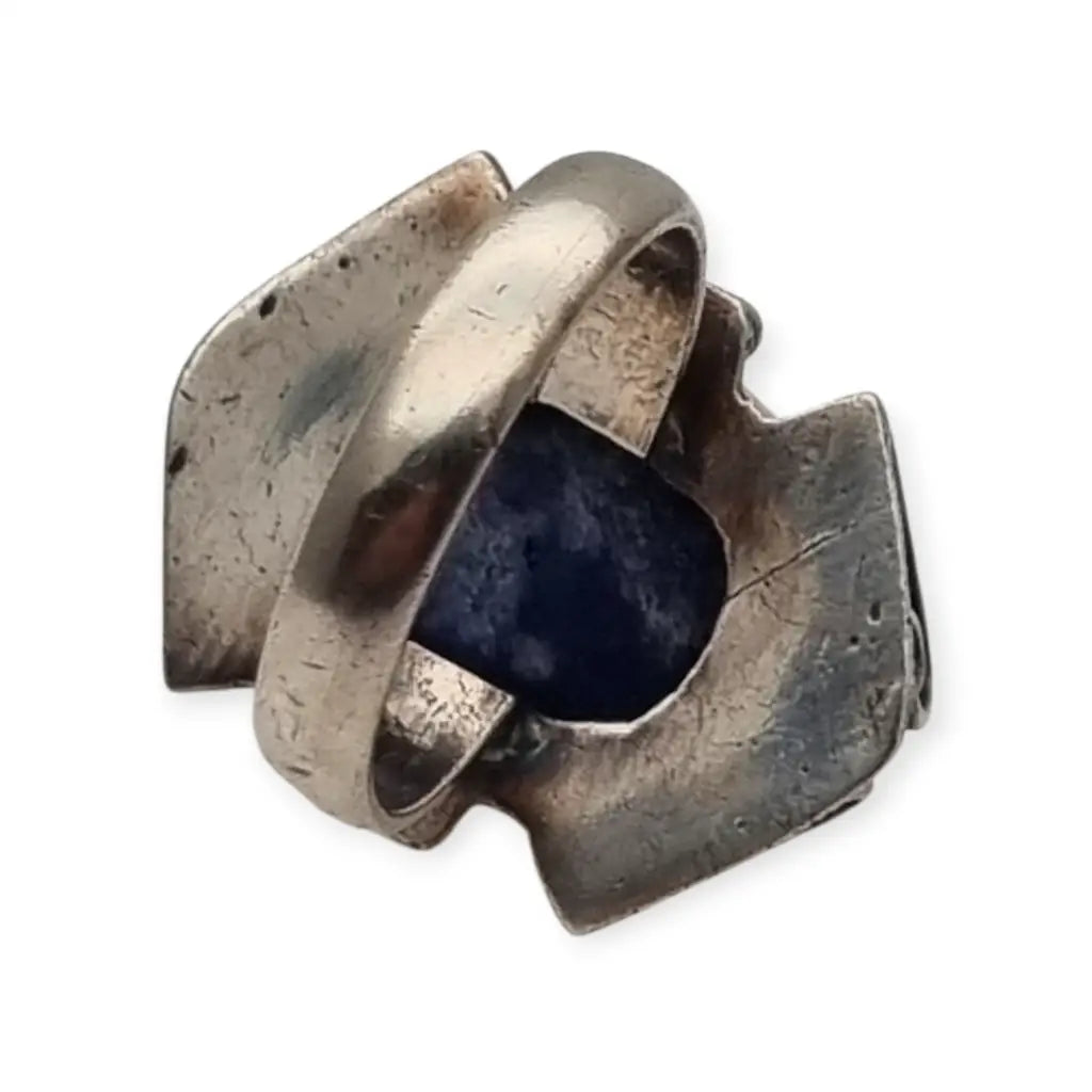 Anillo de Plata 925 con Piedra Azul inspiración art deco Joyería Contemporánea
