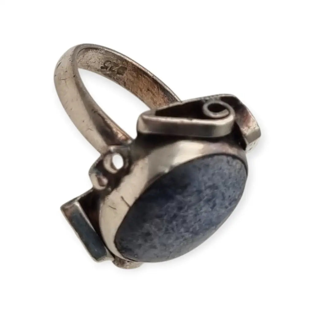 Anillo de Plata 925 con Piedra Azul inspiración art deco Joyería Contemporánea