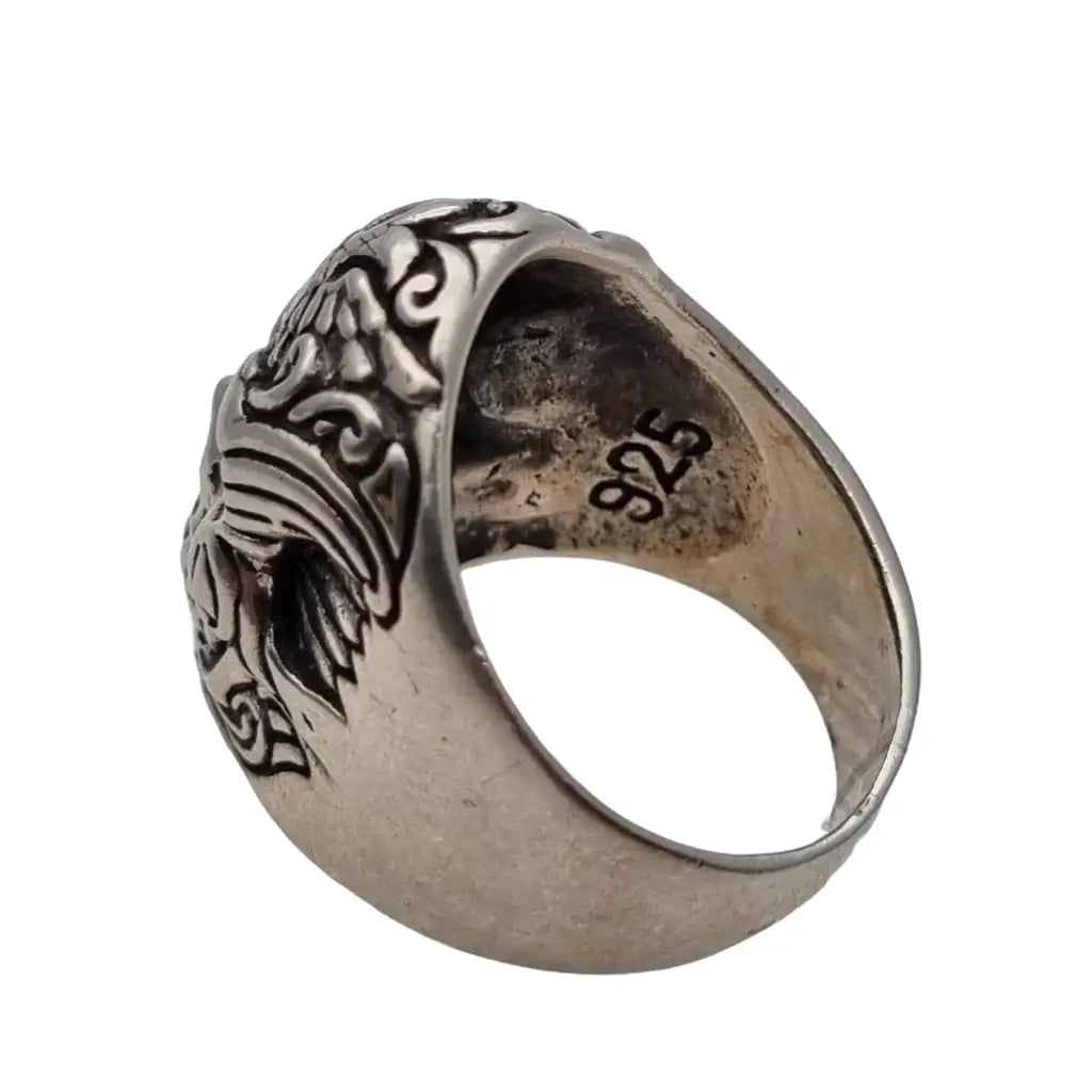 Men's Medieval Shield Skull Sterling Silver Ring in Solid Silver ...