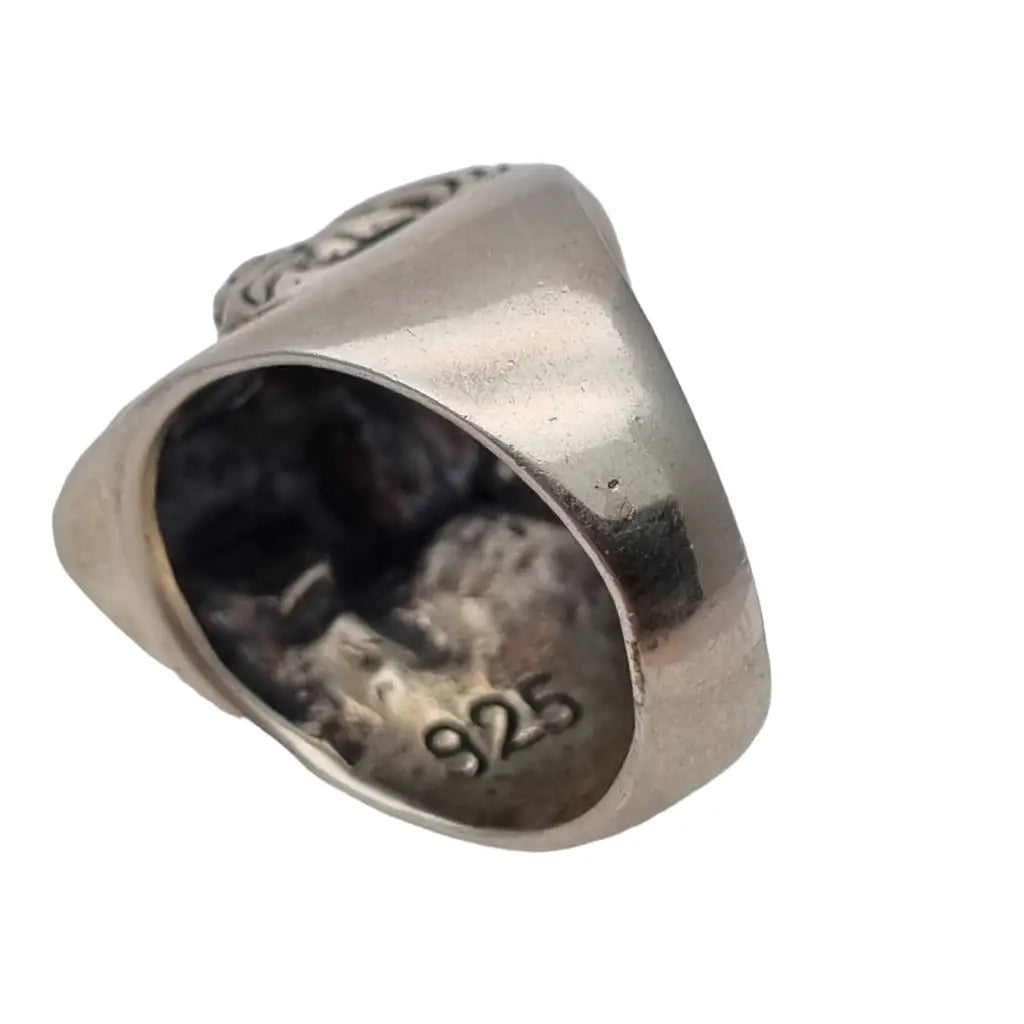 Anillo de plata ley con calavera para hombre escudo medieval en maciza