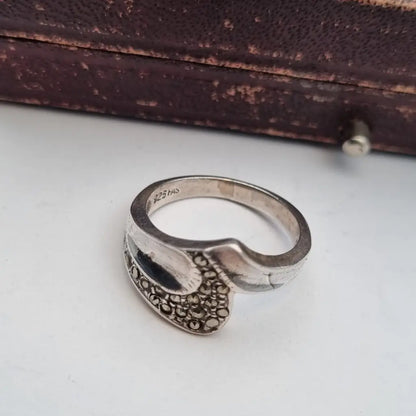 Anillo de plata ley joyas marcasitas para mujer regalos ella zigzag