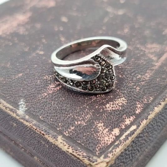 Anillo de plata ley joyas marcasitas para mujer regalos ella zigzag