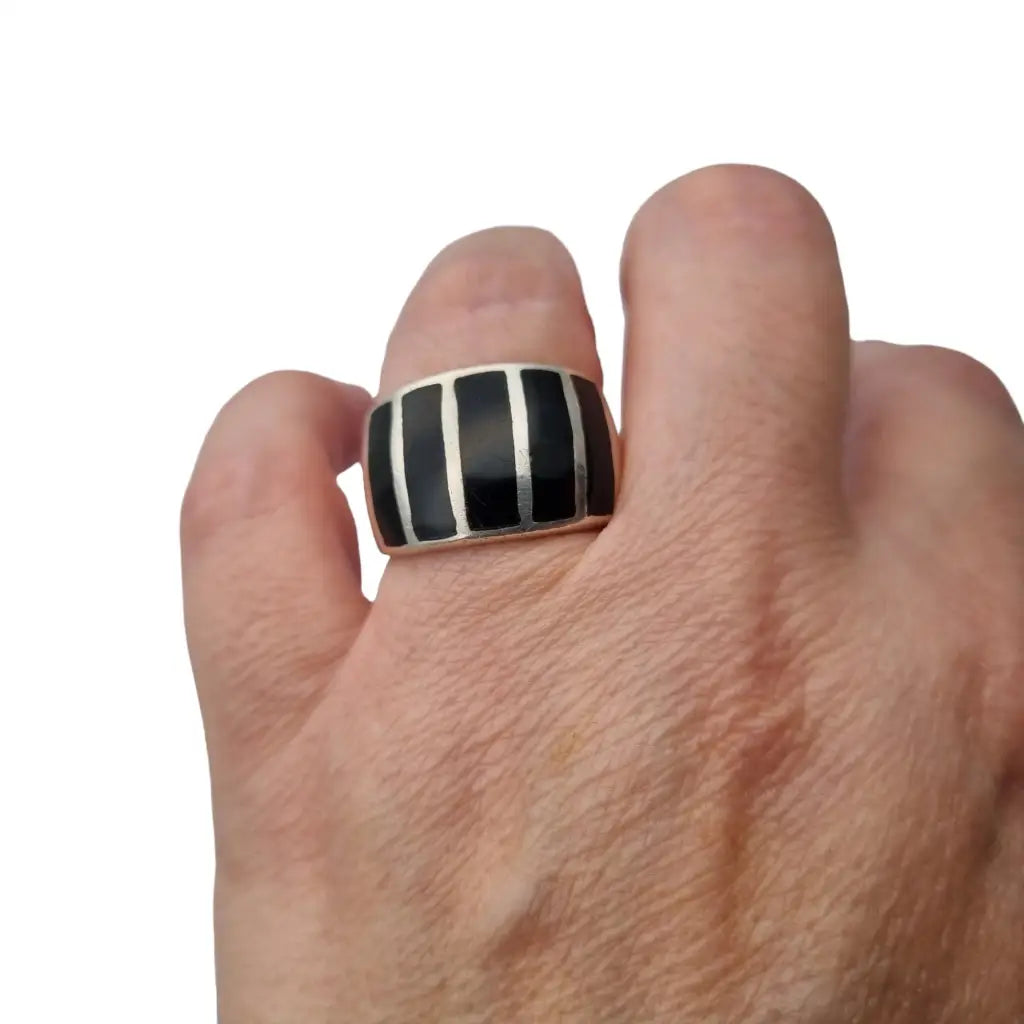 Anillo de plata y ónix para mujer joyería vintage con piedra negra regalos boho