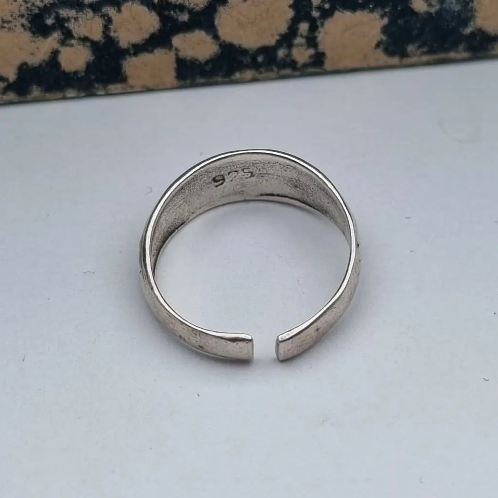 Anillo de plata vintage con flores bohemias para mujer anillo aro trabajado