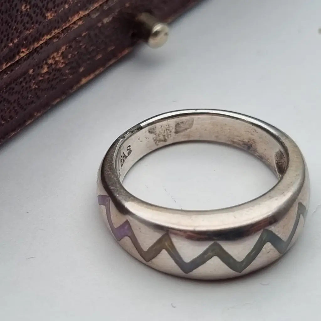 Anillo de plata vintage joyería esmalte anillo boho para mujer