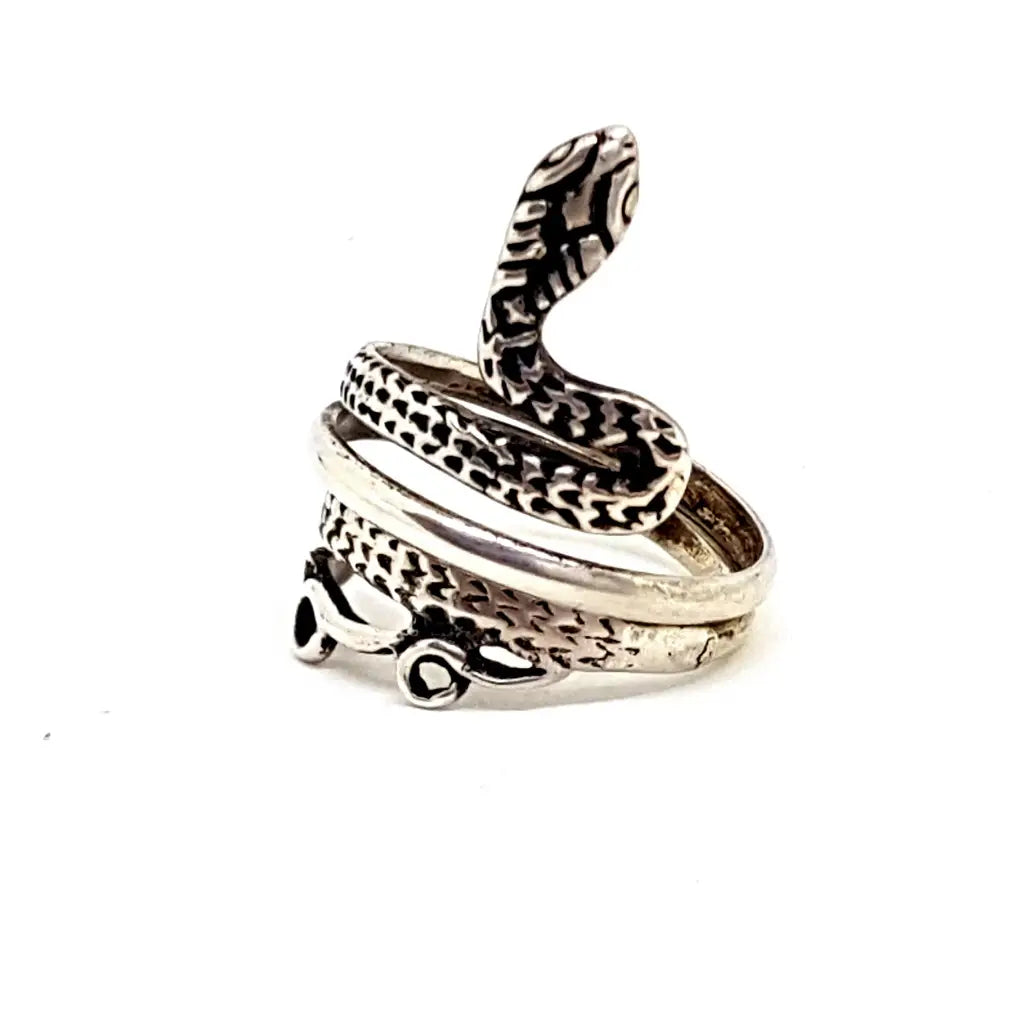 Anillo de serpiente plata ley boho joyería para mujer anillo