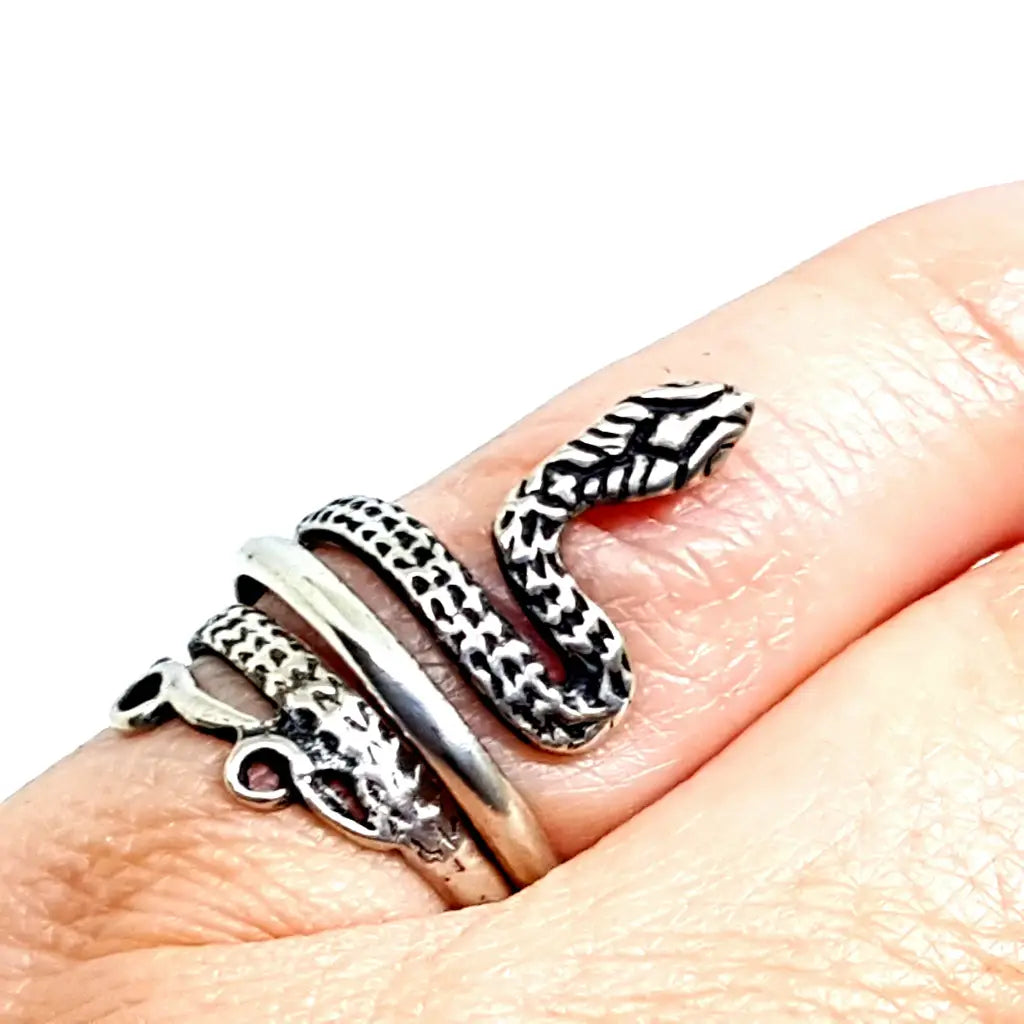 Anillo de serpiente plata ley boho joyería para mujer anillo