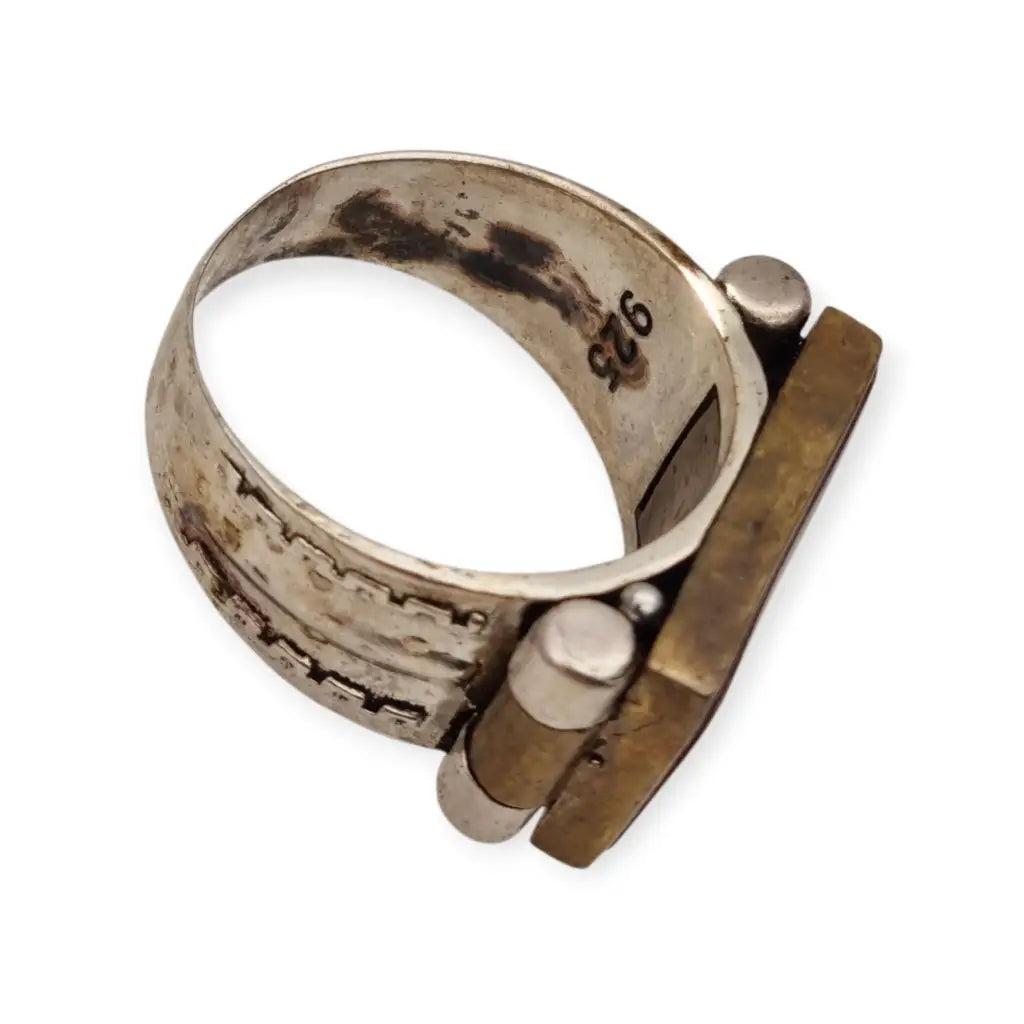 Anillo steampunk artesanal en plata 925 con engranajes antiguos de relojes