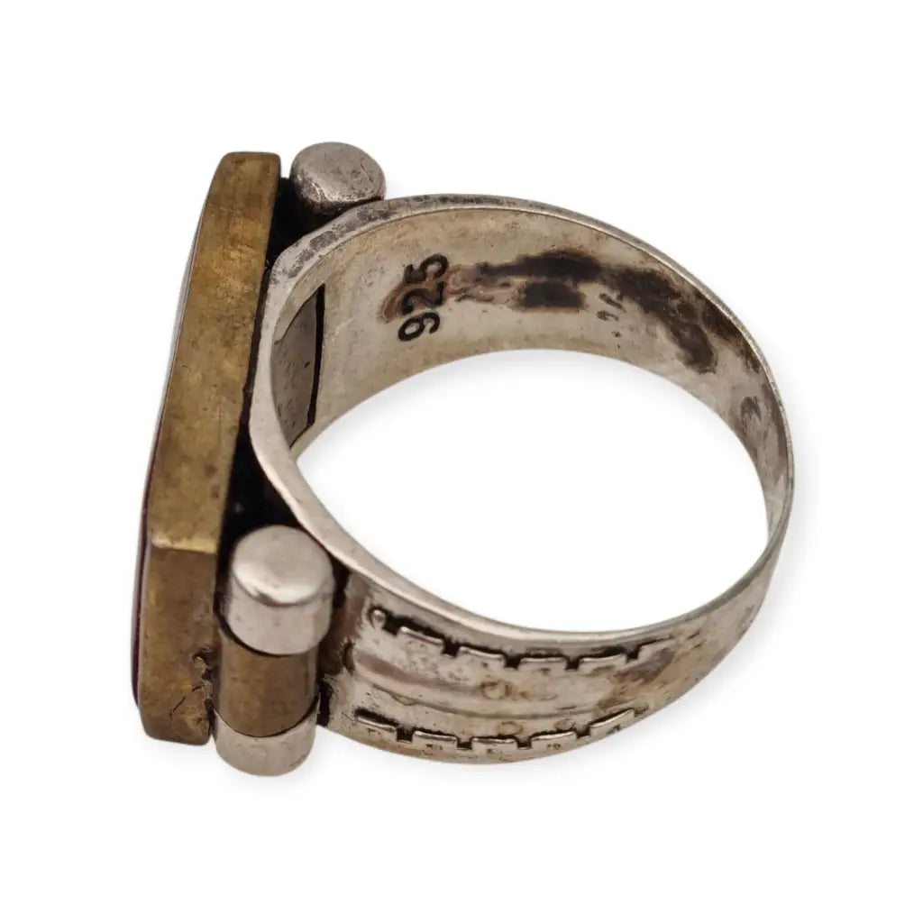 Anillo steampunk artesanal en plata 925 con engranajes antiguos de relojes