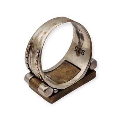 Anillo steampunk artesanal en plata 925 con engranajes antiguos de relojes