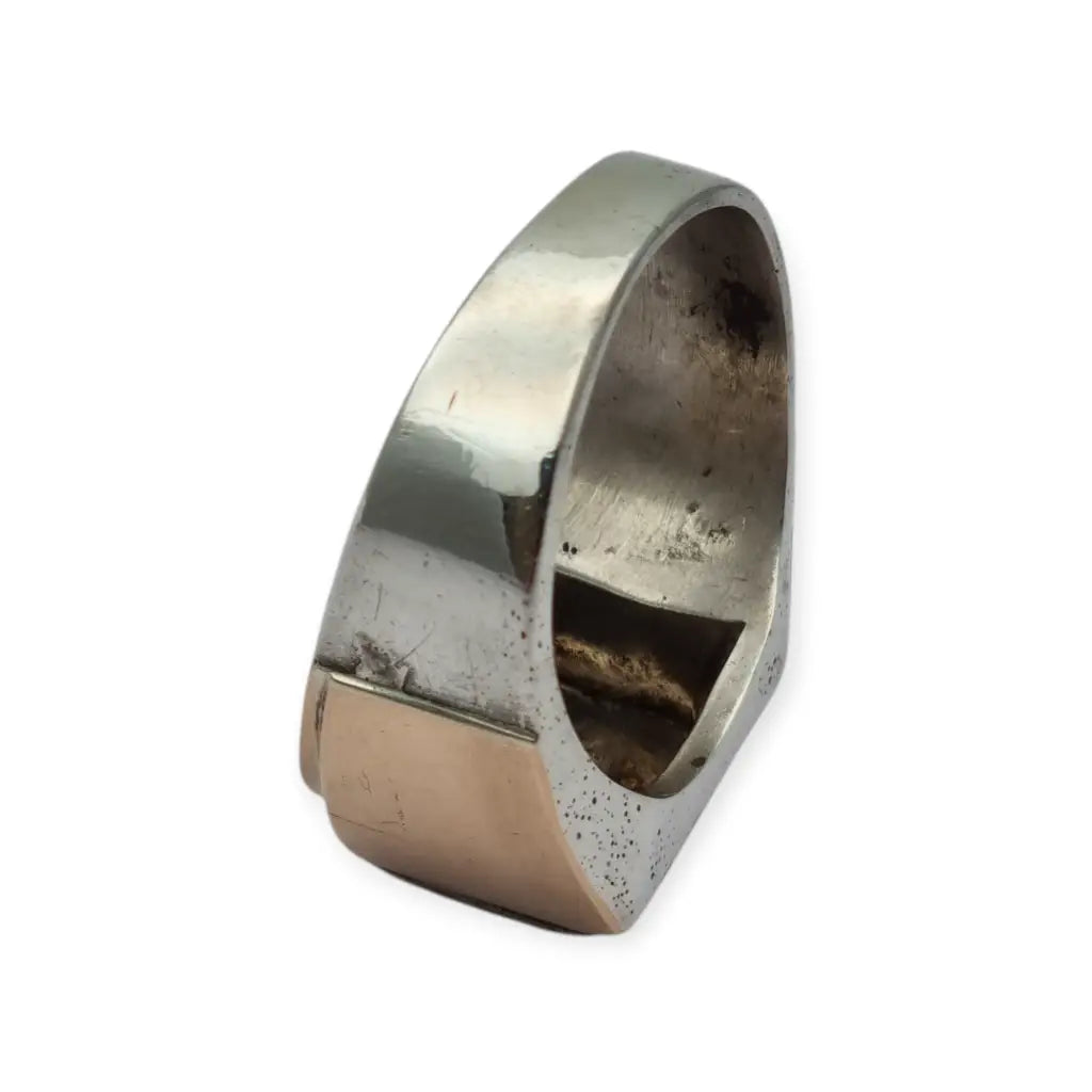 Anillo tipo sello Art Decó tardío en plata con vistas doradas y monograma