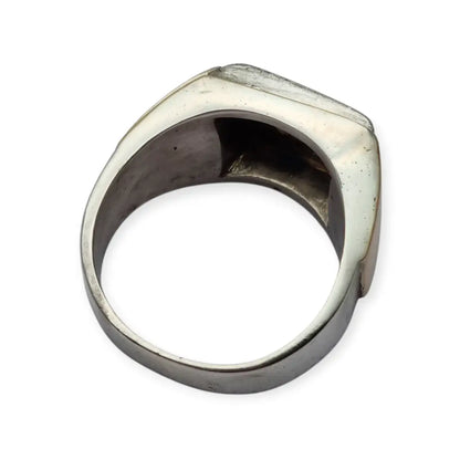 Anillo tipo sello Art Decó tardío en plata con vistas doradas y monograma