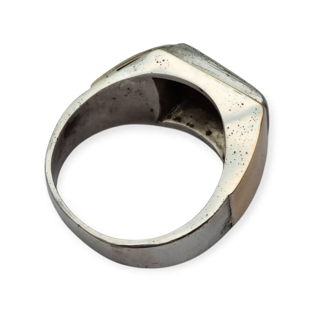 Anillo tipo sello Art Decó tardío en plata con vistas doradas y monograma