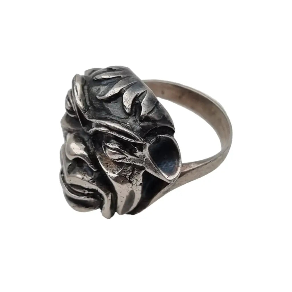 Anillo Étnico de Plata Antigua Máscara Africana Regalos