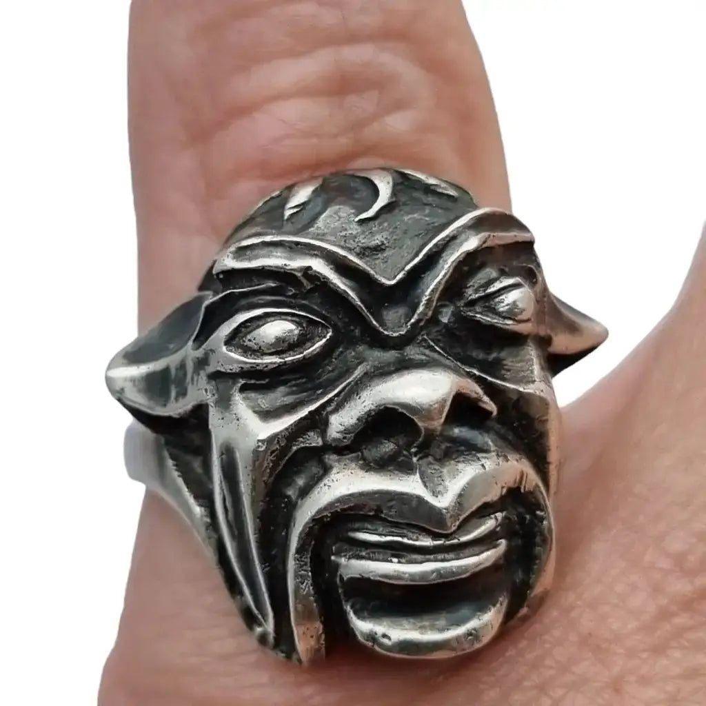 Anillo Étnico de Plata Antigua Máscara Africana Regalos