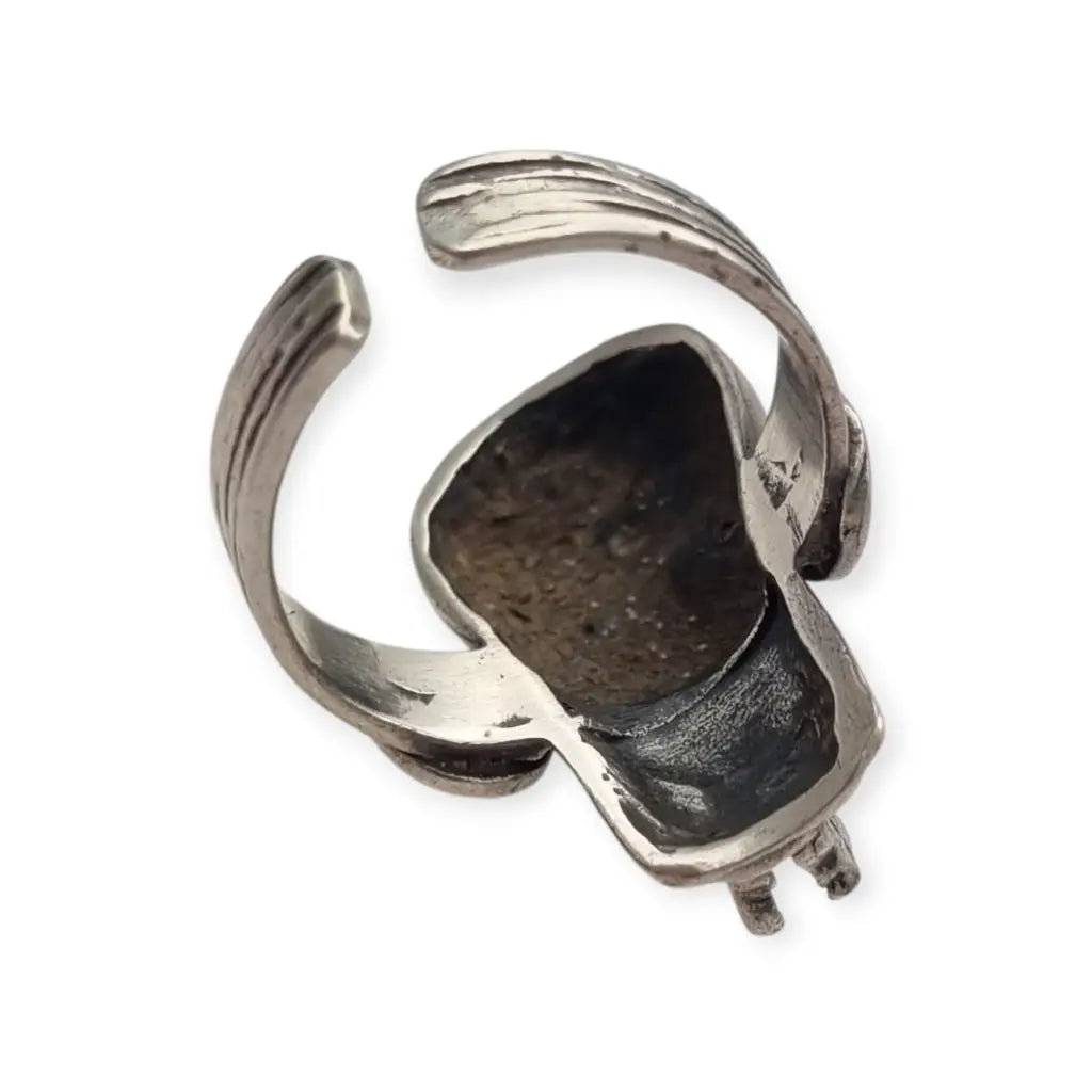 Anillo vintage Boho tribal en plata con figura de diseño Etnico escultórico