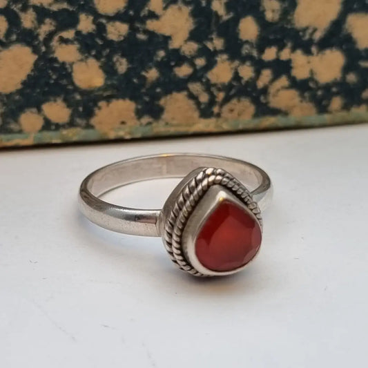 Anillo vintage de cornalina anillo plata esterlina para mujer joyería