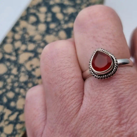 Anillo vintage de cornalina anillo plata esterlina para mujer joyería