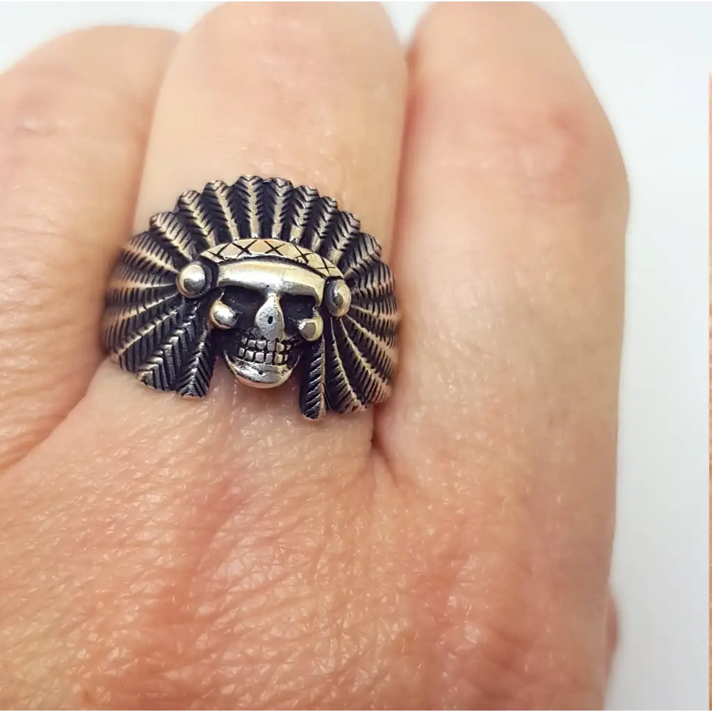 Anillo indio de plata anillo calavera ley para hombre