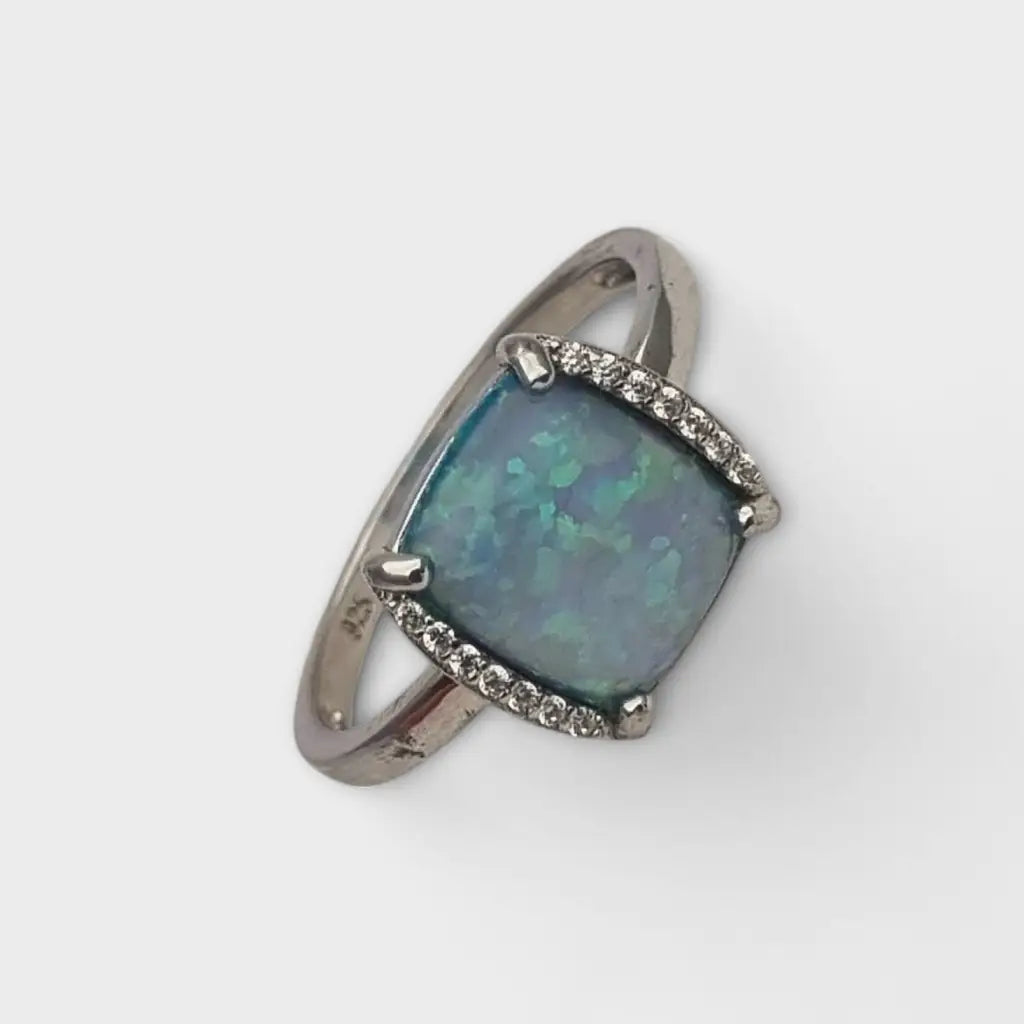 Anillo vintage de plata 925 y ópalo azul sintético regalos para mujer Cultura