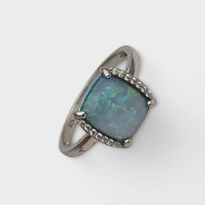 Anillo vintage de plata 925 y ópalo azul sintético regalos para mujer Cultura