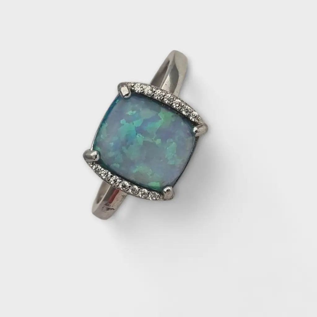 Anillo vintage de plata 925 y ópalo azul sintético regalos para mujer Cultura