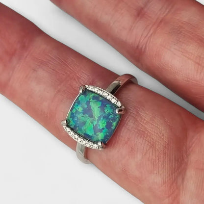 Anillo vintage de plata 925 y ópalo azul sintético regalos para mujer Cultura