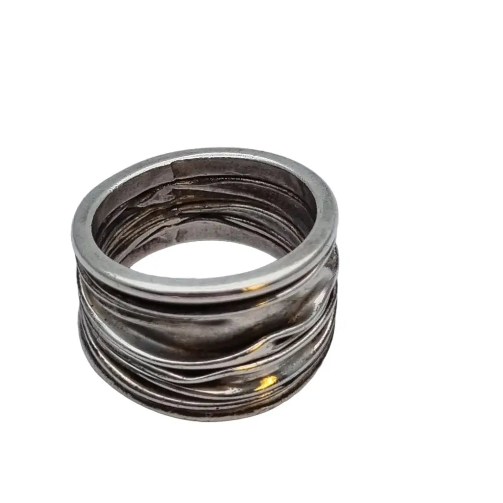 Anillo vintage de plata para mujer diseño efecto arrugado Joyería antigua