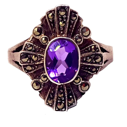 Anillo vintage plata mujer anillo morado anillos marcasites ideas de regalo