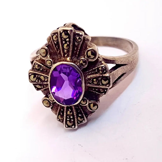 Anillo vintage plata mujer anillo morado anillos marcasites ideas de regalo