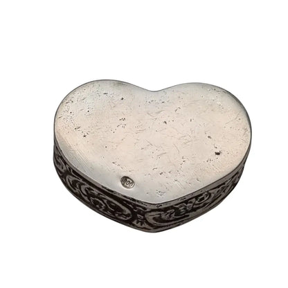 Antigua caja corazón con querubines de plata 800 estilo barroco ángeles.