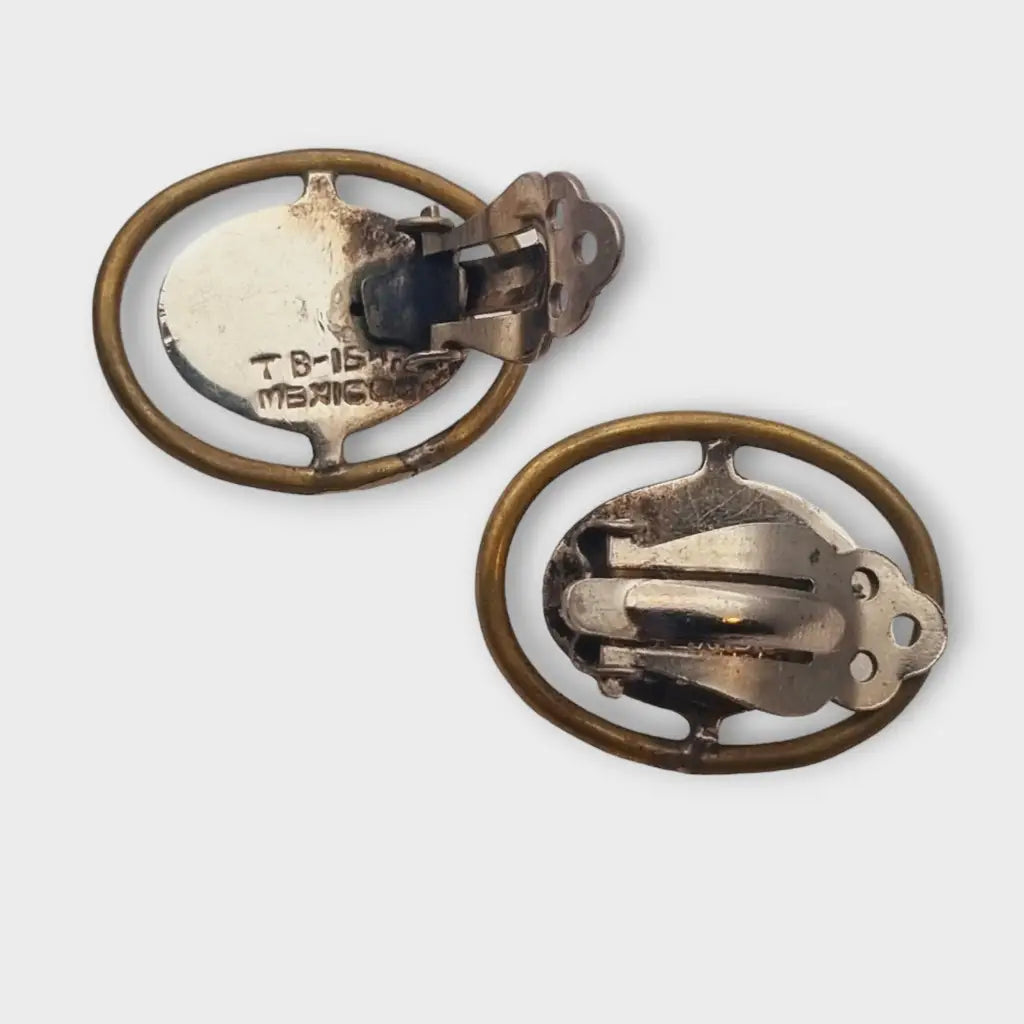 Aretes de plata mexicana 925 aretes clip ovalado TB-154 combinados