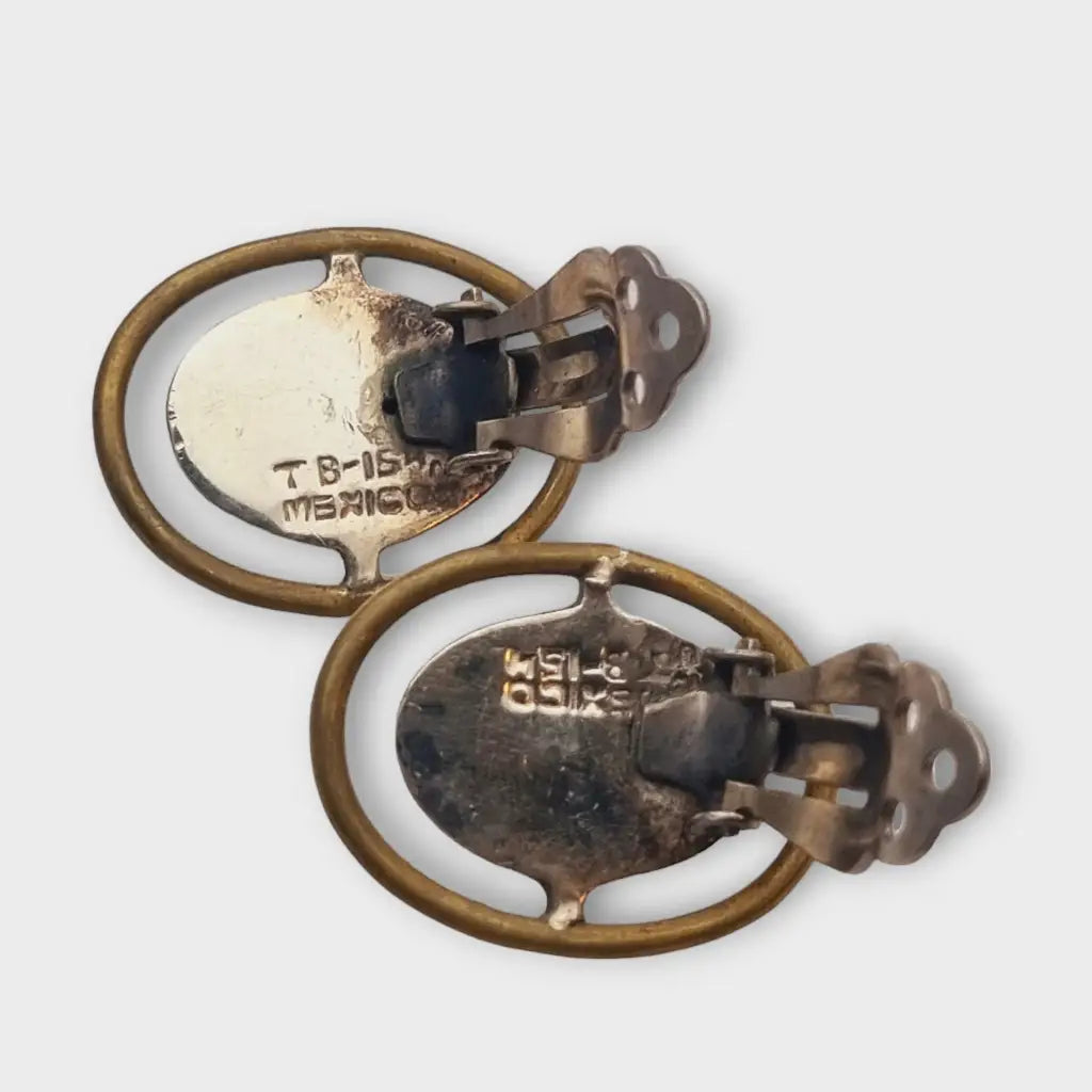 Aretes de plata mexicana 925 aretes clip ovalado TB-154 combinados