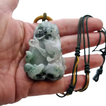 Colgante vintage de ratón del zodiaco chino jade tallado por ambas caras.