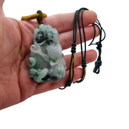 Colgante vintage de ratón del zodiaco chino jade tallado por ambas caras.