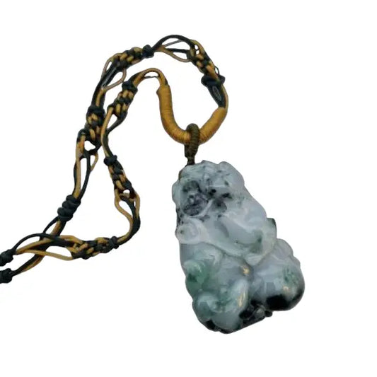 Colgante vintage de ratón del zodiaco chino jade tallado por ambas caras.