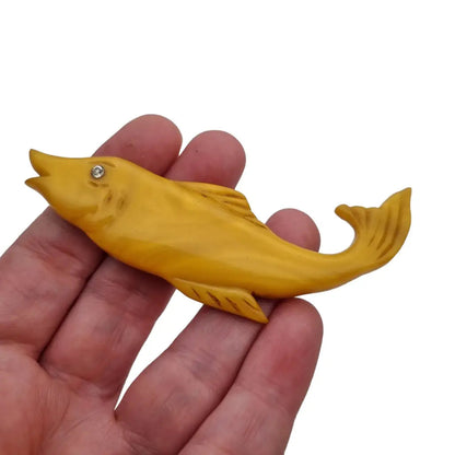 Broche vintage amarillo pez para la solapa o sombrero regalos mujer.