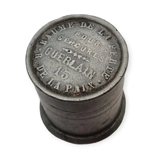 “Baume de la Ferté” Contenedor ungüento peltre Guerlain FRANCIA 1880