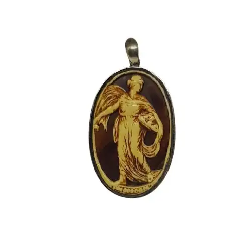 Camafeo Art Nouveau de la escena romana Medalla modernista plata alrededor