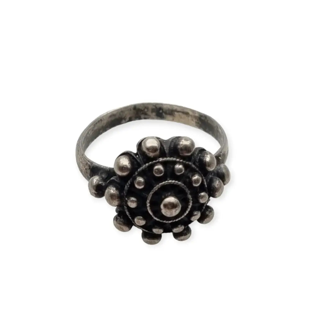 Anillo Botón Charro de Plata Joyería Vintage Verano Boho para mujer Años 70.