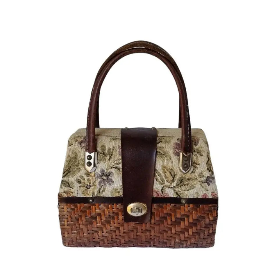 Bolso bowling de paja bolso vintage tejido tapizado
