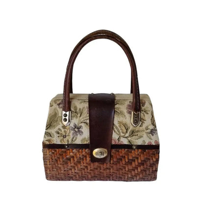 Bolso bowling de paja bolso vintage tejido tapizado