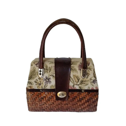 Bolso bowling de paja bolso vintage tejido tapizado