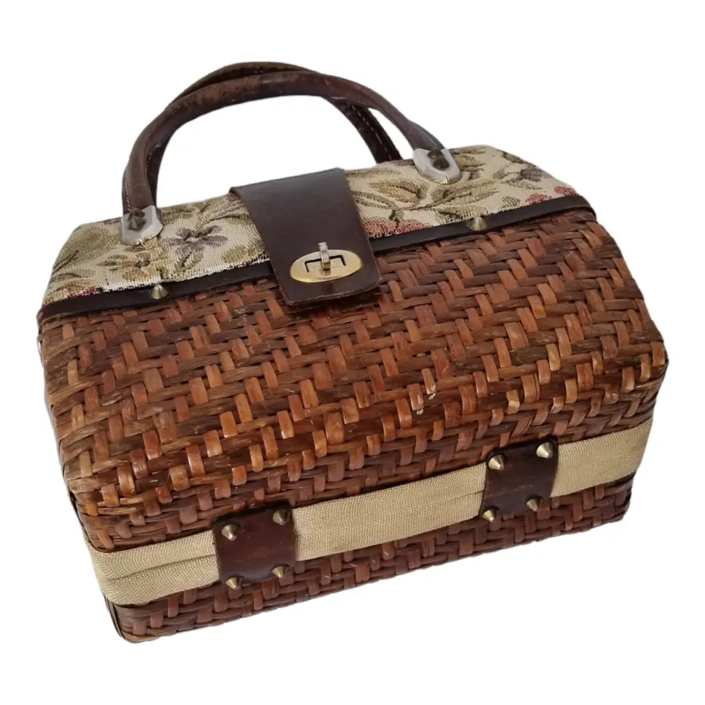 Bolso bowling de paja bolso vintage tejido tapizado