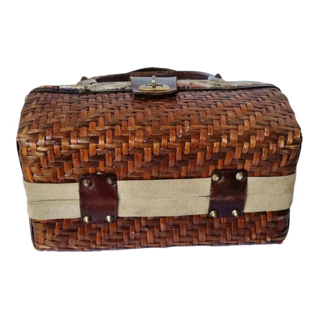 Bolso bowling de paja bolso vintage tejido tapizado