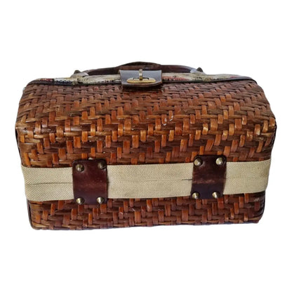 Bolso bowling de paja bolso vintage tejido tapizado