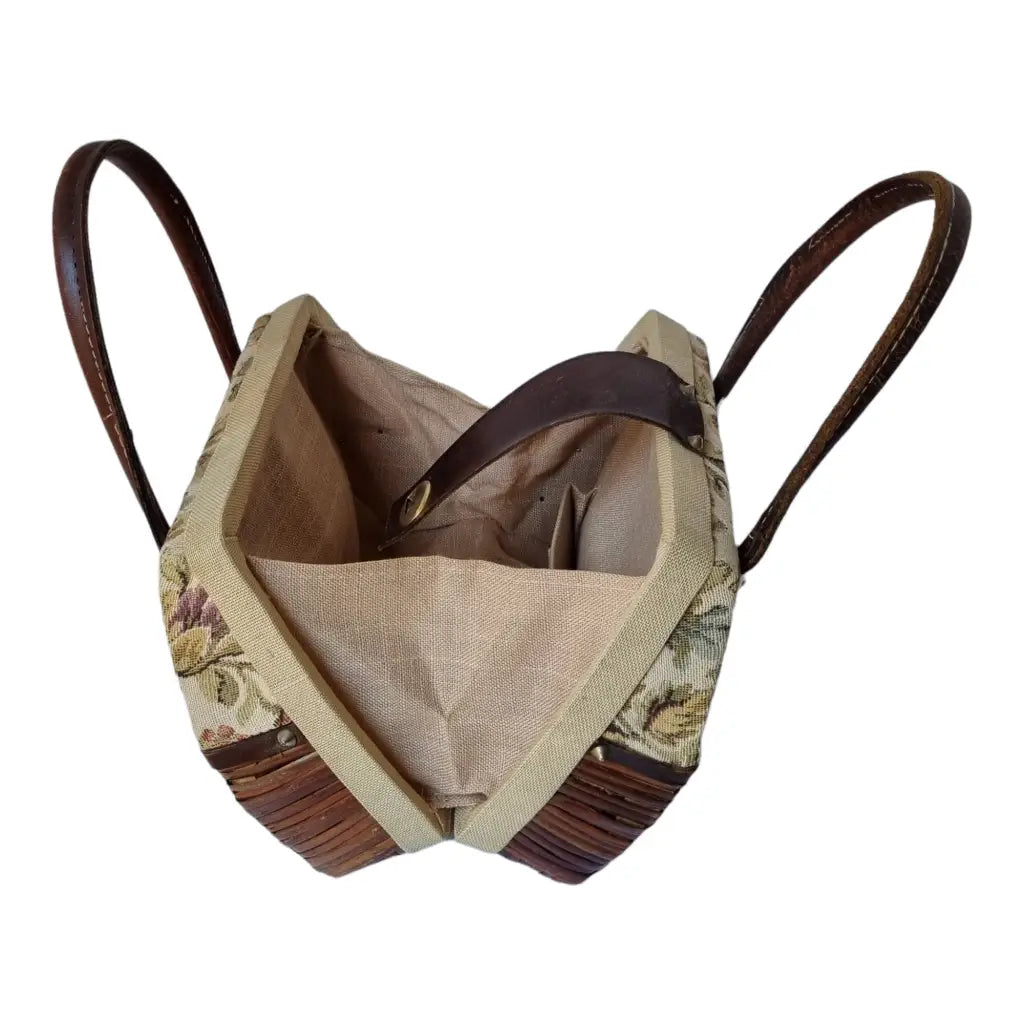 Bolso bowling de paja bolso vintage tejido tapizado